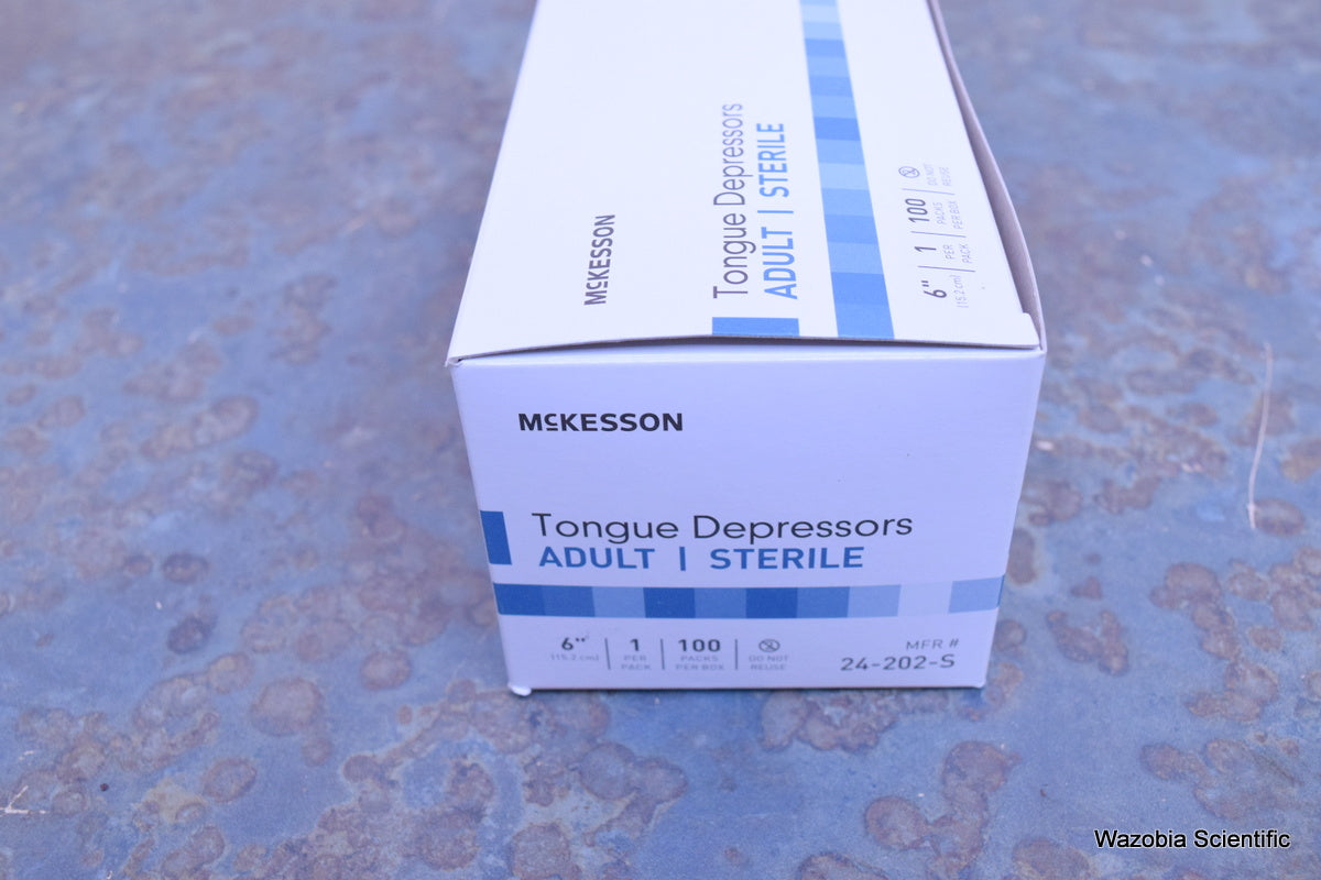 MCKESSON TONGUE DEPRESSORS ADULT STERILE 6" 24-202-S 100PCS/BOX