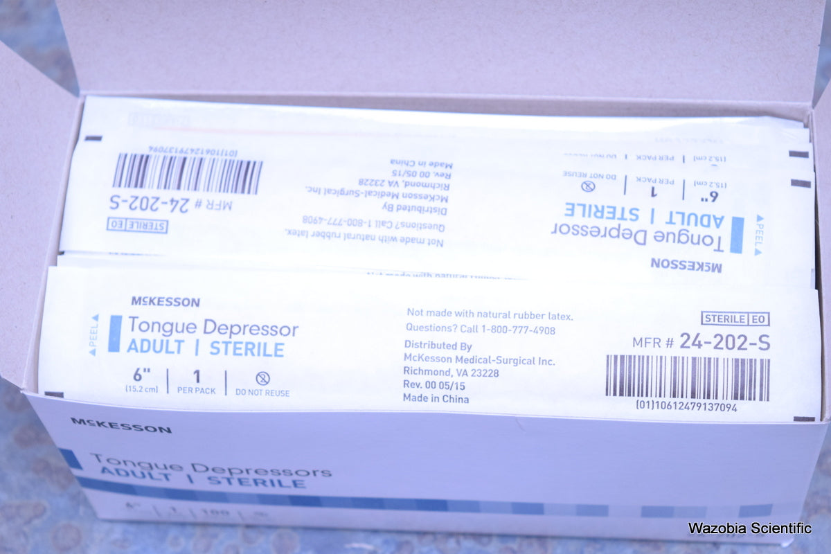 MCKESSON TONGUE DEPRESSORS ADULT STERILE 6" 24-202-S 100PCS/BOX