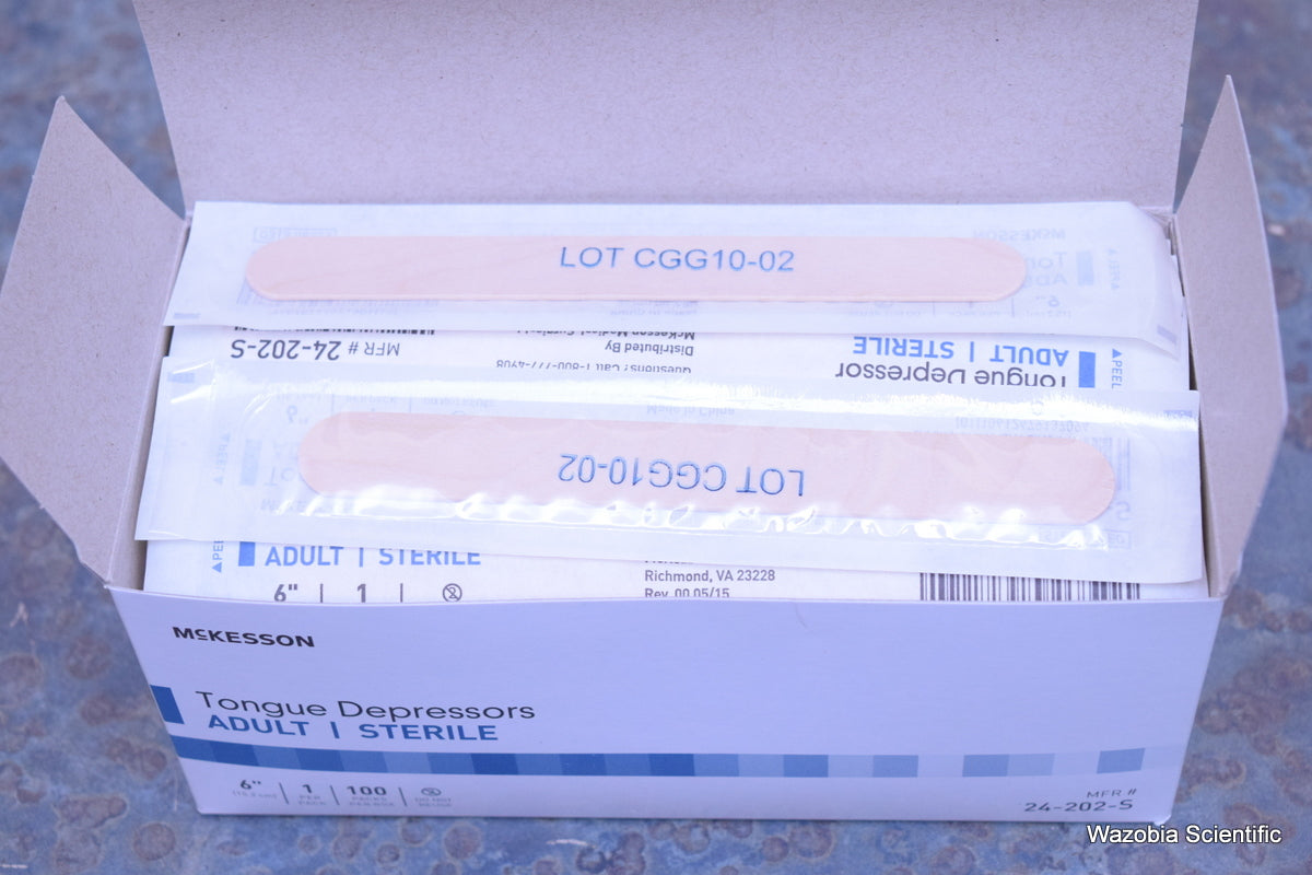 MCKESSON TONGUE DEPRESSORS ADULT STERILE 6" 24-202-S 100PCS/BOX
