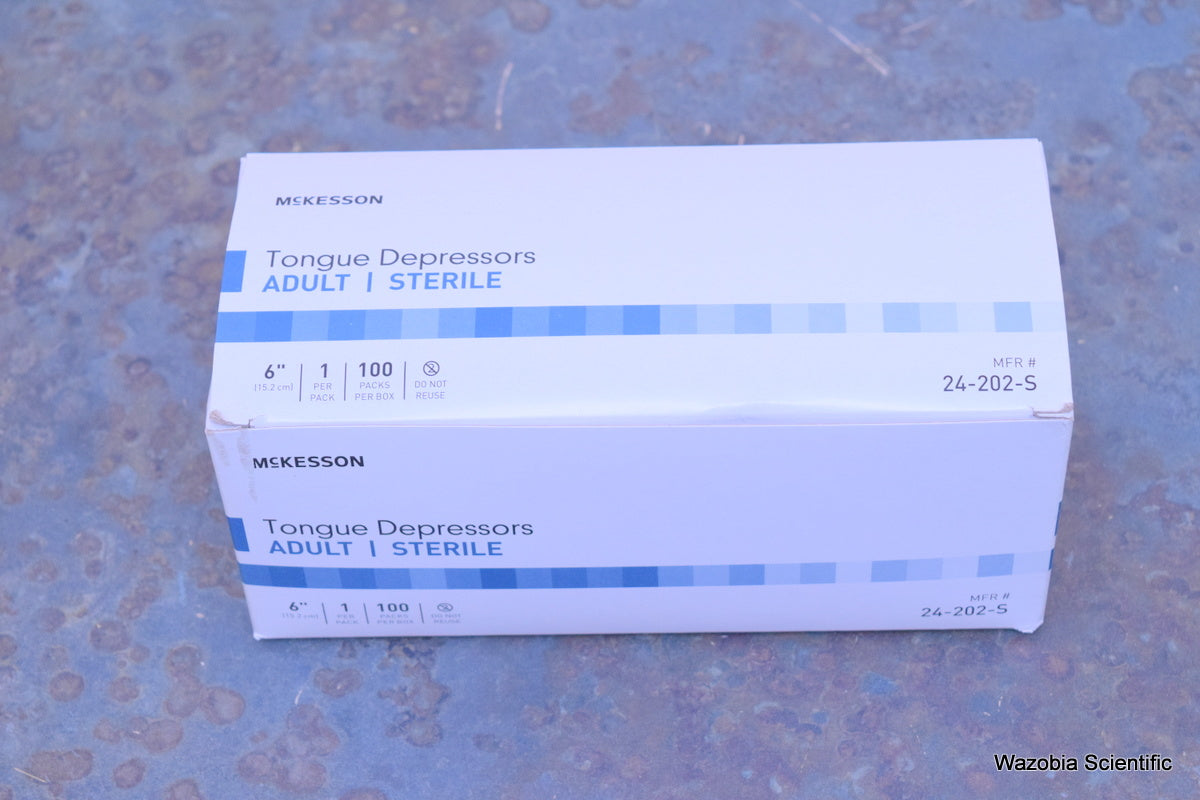 MCKESSON TONGUE DEPRESSORS ADULT STERILE 6" 24-202-S 100PCS/BOX