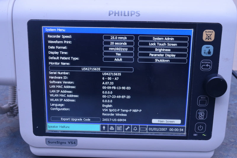 PHILIPS SURESIGNS VS4 VITAL SIGNS MONITOR 863283