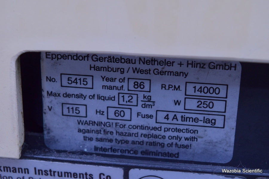 EPPENDORF LABORATORY CENTRIFUGE 5415C W/ROTOR