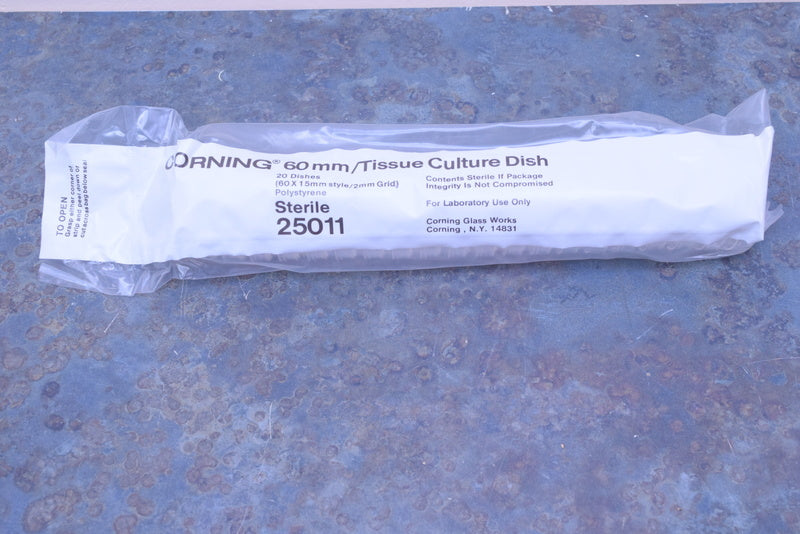 CORNING 60 MM TISSUE CULTURE DISH STERILE 25011 60X15MM STYLE 2MM GRID POLYSTYRE