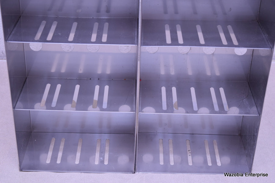 2 STAINLESS STEEL LABORATORY CRYO STORAGE FREEZER RACK