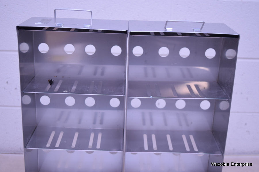 2 STAINLESS STEEL LABORATORY CRYO STORAGE FREEZER RACK