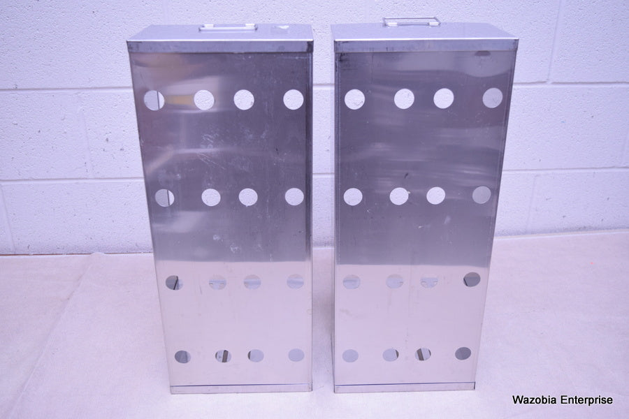 2 STAINLESS STEEL LABORATORY CRYO STORAGE FREEZER RACK