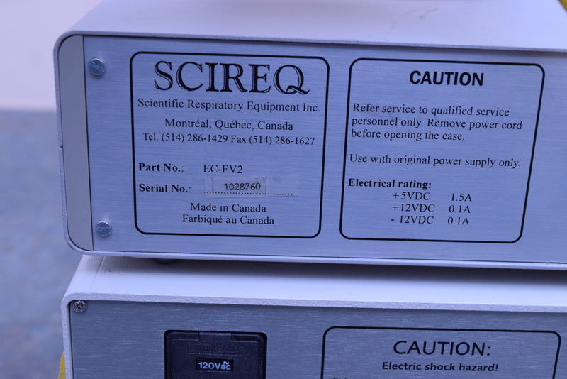 SCIREQ RESPIRATORY UNIT  FLEXIVENT FV-M1 AND PEEP TRAP FV-PP-M1 EC-FV2 FV-BU