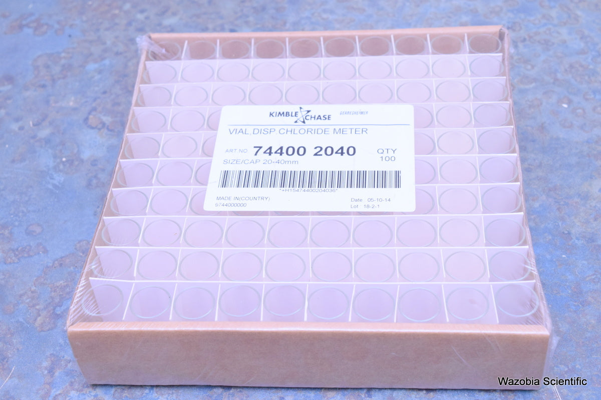 KIMBLE CHASE VIAL DISPOSABLE CHLORIDE METER VIAL 74400 2040 CAP SIZE 20-40MM