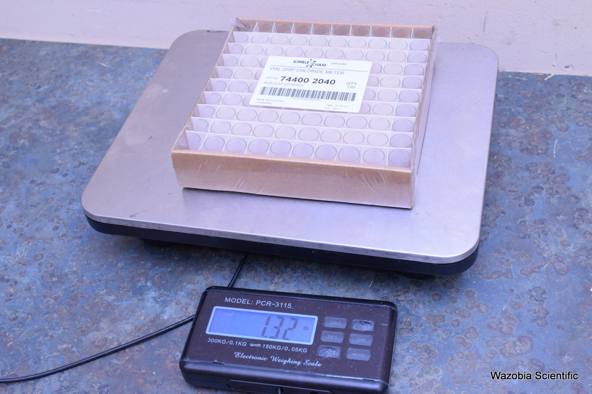 KIMBLE CHASE VIAL DISPOSABLE CHLORIDE METER VIAL 74400 2040 CAP SIZE 20-40MM