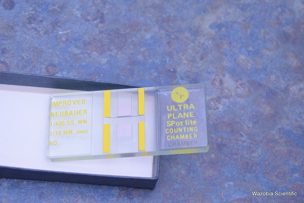 SCIENTIFIC PRODUCTS COUNTING CHAMBER CAT NO 100 1/400 SQ MM 1/10 MM DEEP ULTRA P