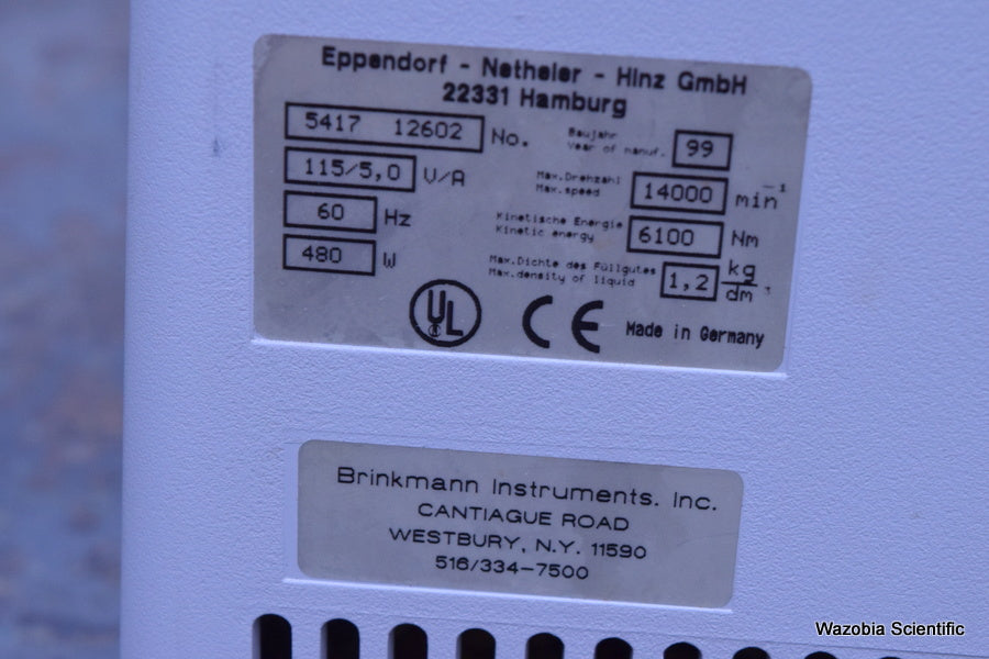 EPPENDORF CENTRIFUGE MODEL 5417C NO ROTOR