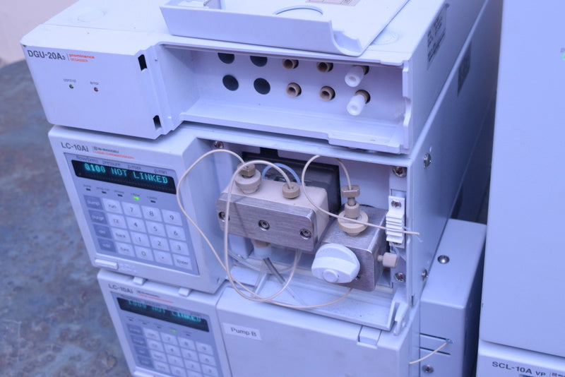 SHIMADZU HPLC SYSTEM LC-10AI SCL-10A VP FRC-10A DGU-20A 3