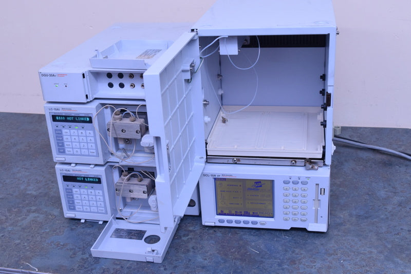 SHIMADZU HPLC SYSTEM LC-10AI SCL-10A VP FRC-10A DGU-20A 3