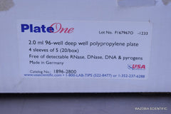 USA PLATE ONE 1896-2800 2.0 ML 96 WELL DEEP WELL POLYPROPYLENE PLATE QTY 19