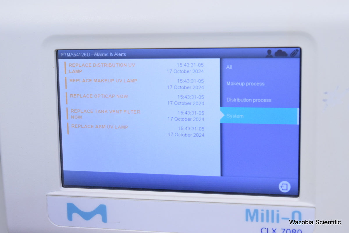 MILLIPORE MILLI-Q CLX 7080 WATER PURIFICATION SYSTEM ZAFS61080
