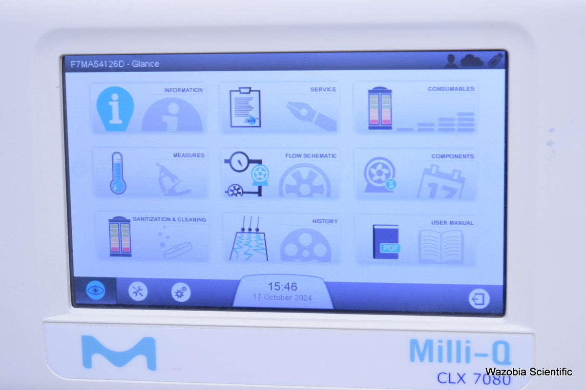 MILLIPORE MILLI-Q CLX 7080 WATER PURIFICATION SYSTEM ZAFS61080