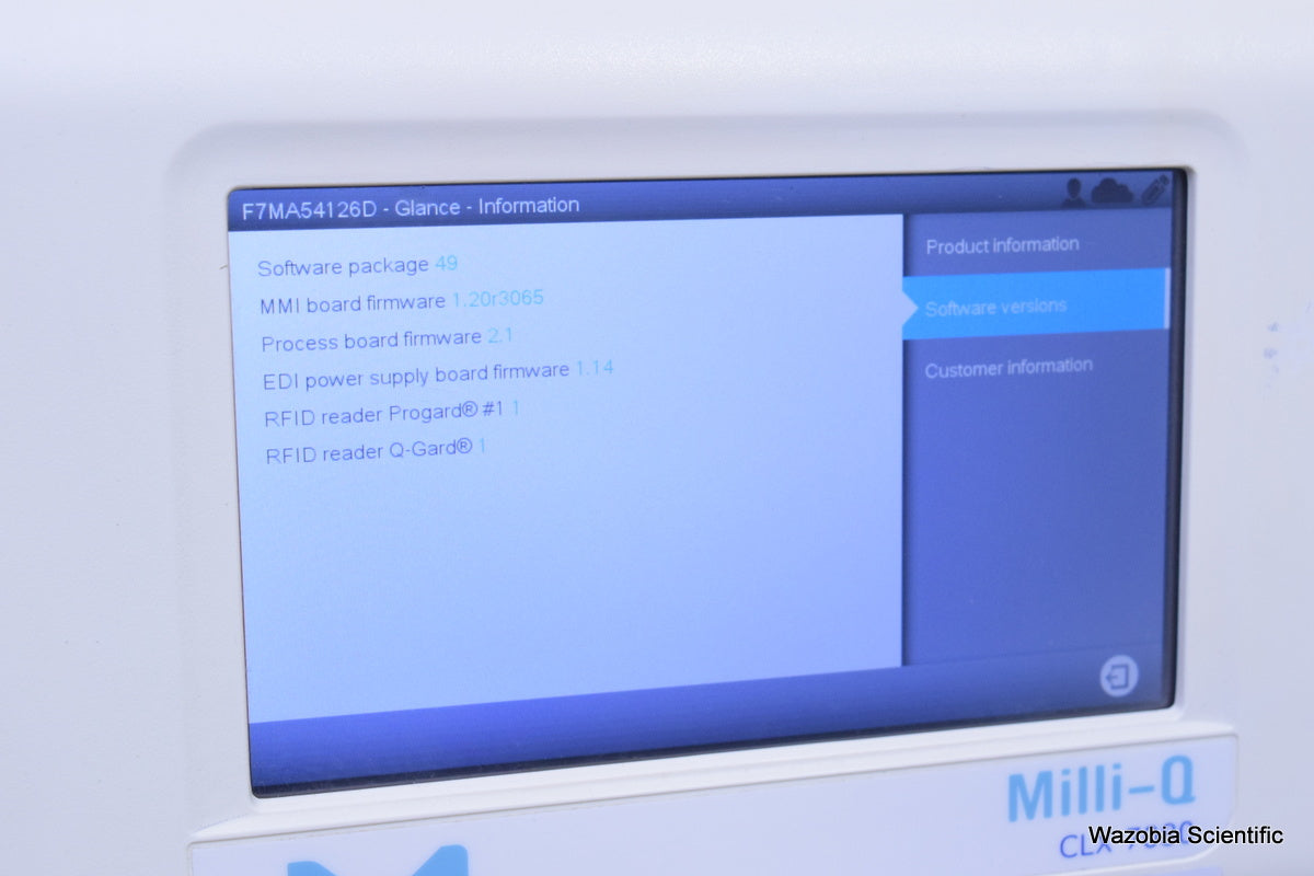 MILLIPORE MILLI-Q CLX 7080 WATER PURIFICATION SYSTEM ZAFS61080