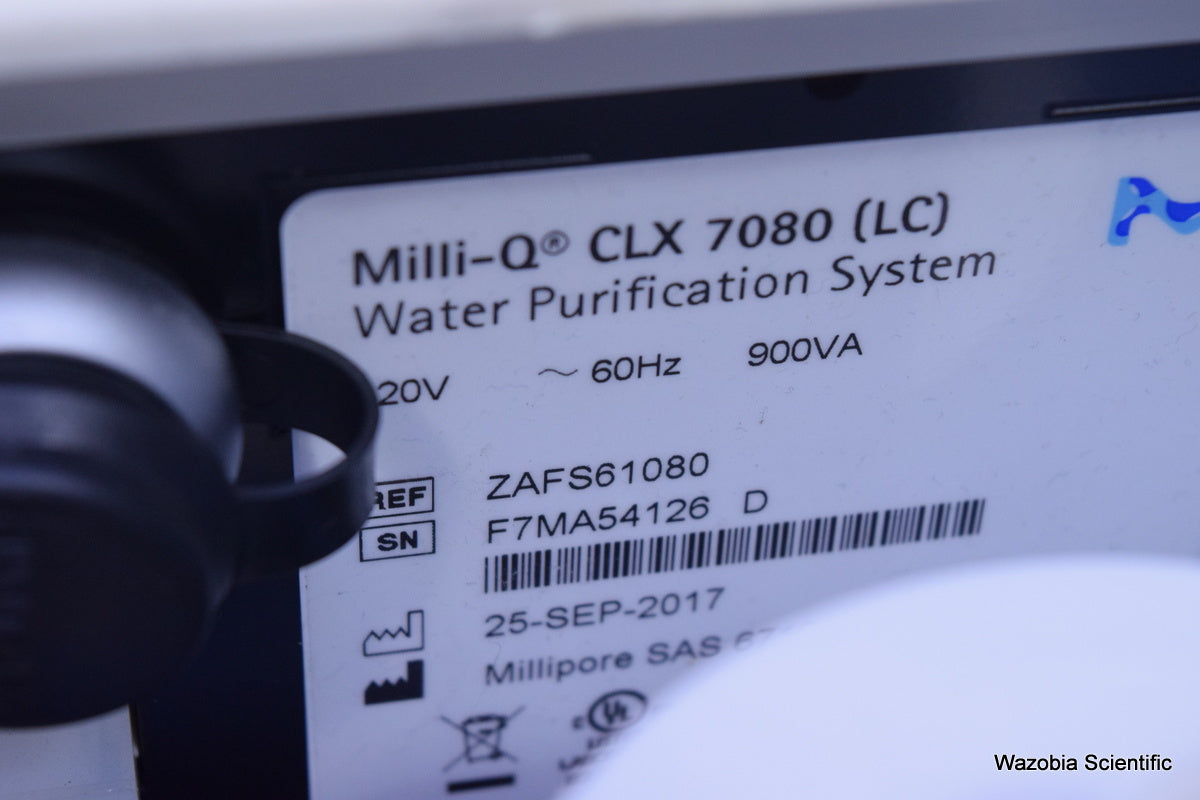 MILLIPORE MILLI-Q CLX 7080 WATER PURIFICATION SYSTEM ZAFS61080