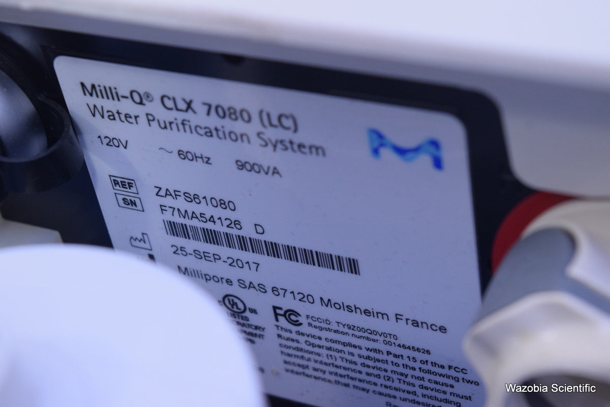 MILLIPORE MILLI-Q CLX 7080 WATER PURIFICATION SYSTEM ZAFS61080