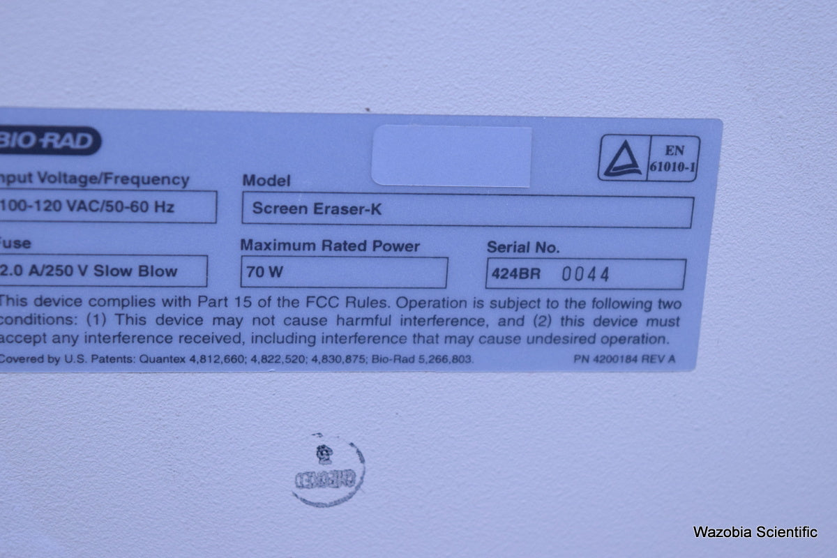 BIO-RAD IMAGING SCREEN ERASER-K  FOR PHAROSFX PLUS PHAROS FX  PMI SYSTEMS