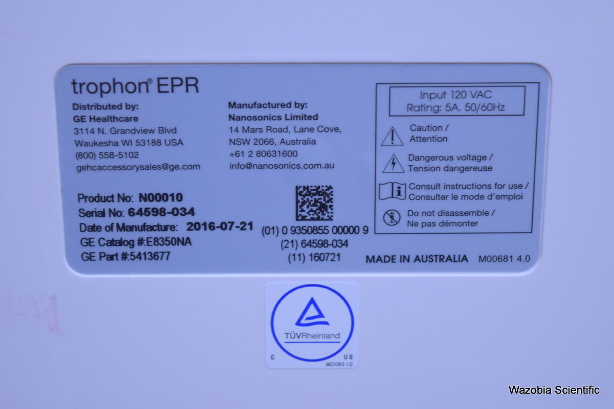 GE NANOSONICS TROPHON EPR HIGH LEVEL DISINFECTION N00010 E8350NA
