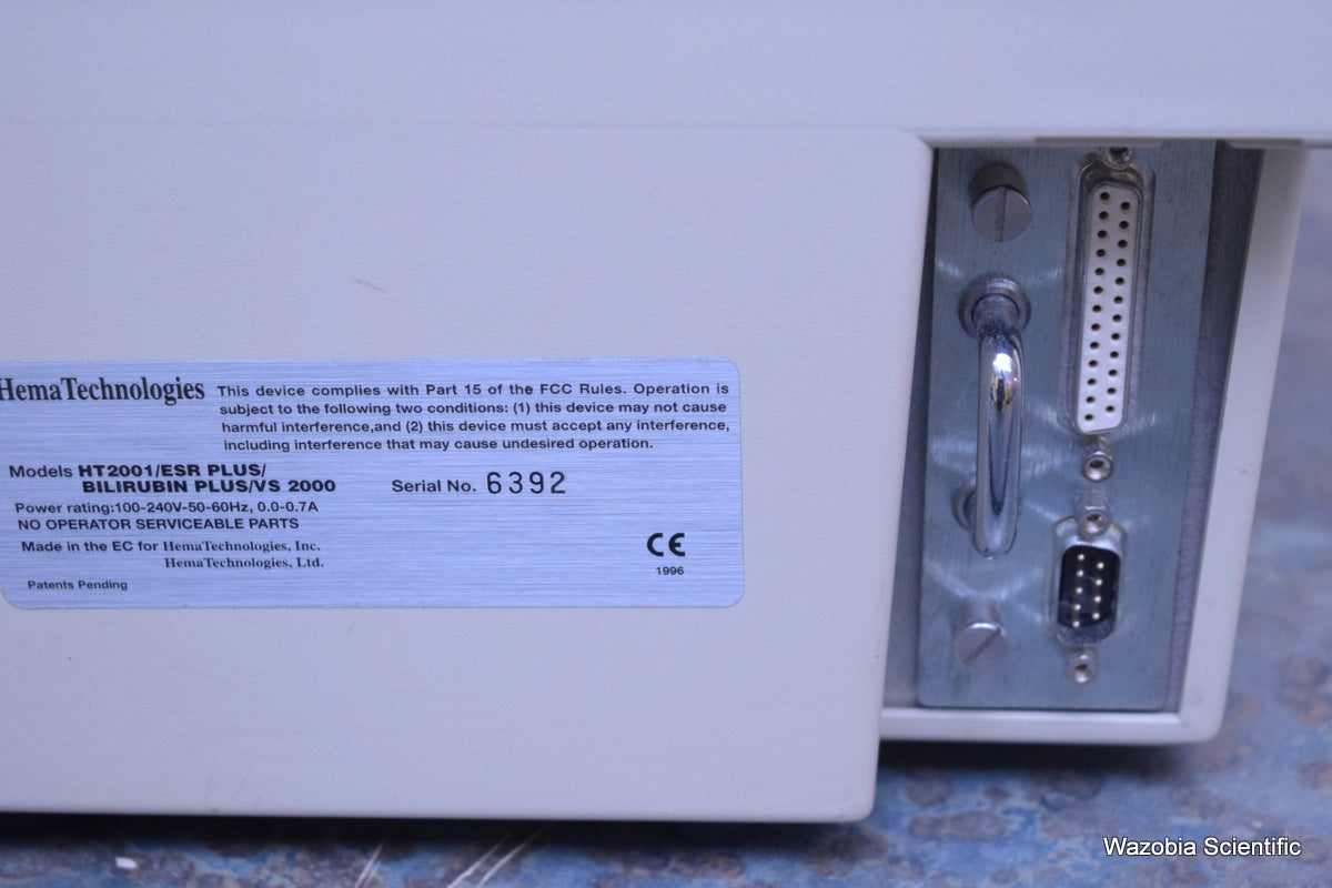 HEMA TECHNOLOGIES ESR STAT PLUS LASER KINETIC ANALYZER HT2001