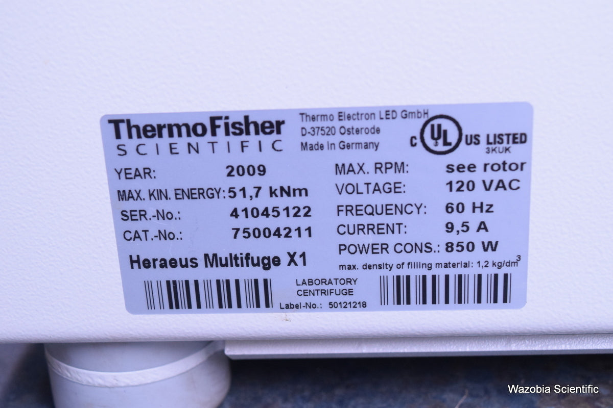 THERMO SCIENTIFIC HERAEUS MULTIFUGE X1  CENTRIFUGE 75004211 75003629 ROTOR