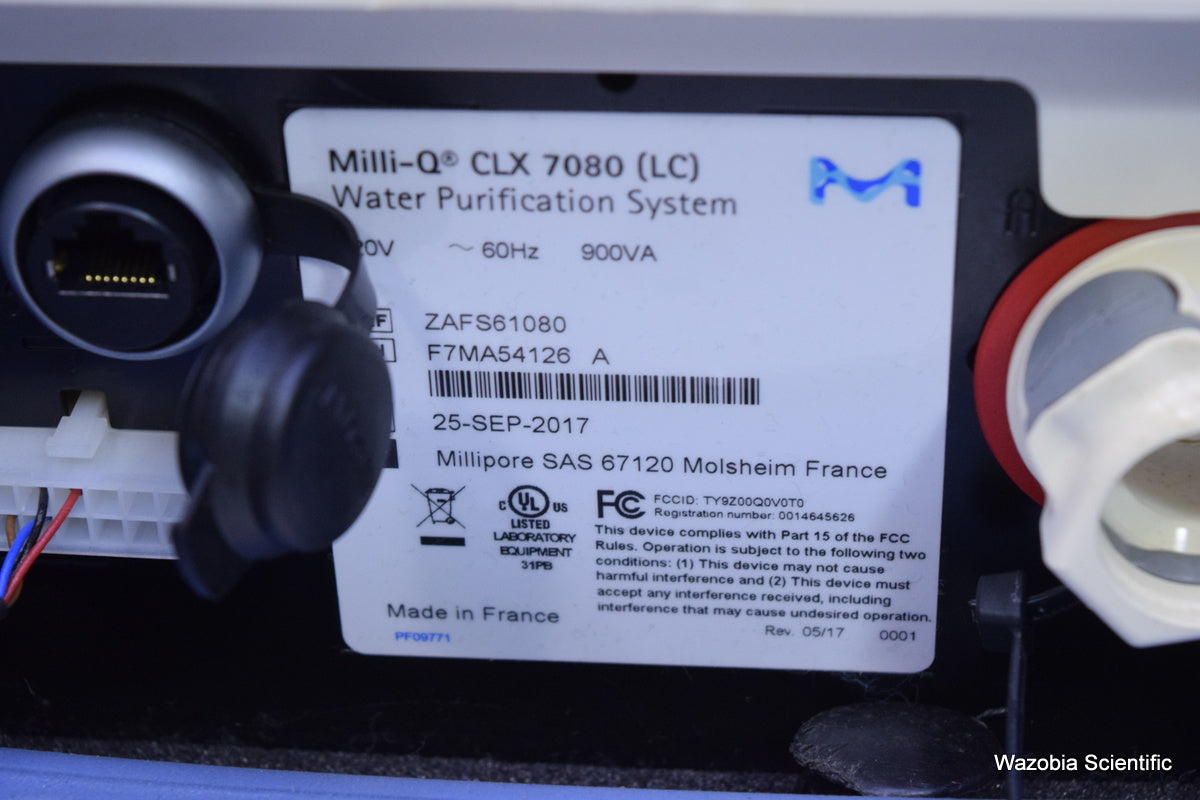 MILLIPORE MILLI-Q CLX 7080 WATER PURIFICATION SYSTEM ZAFS61080