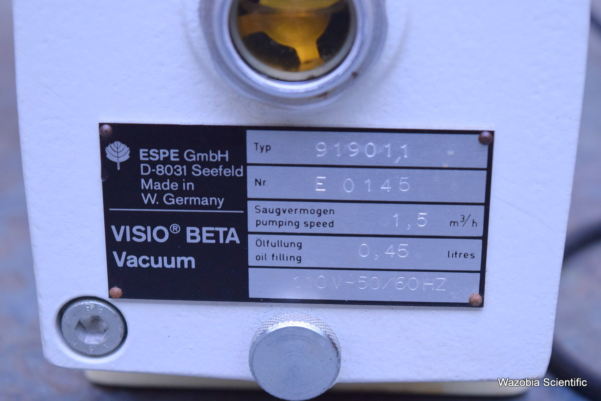 ESPE VISIO BETA VACUUM PUMP 919011 AEG ADEB 63 K2 R3Q4 LABORATORY PUMP