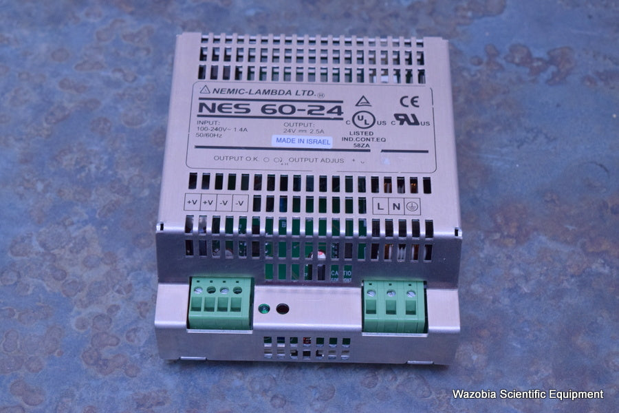 NEMIC-LAMBDA NES 60-24 POWER SUPPLY  INPUT 100-240V ~1.4A OUTPUT 24V-2.5A