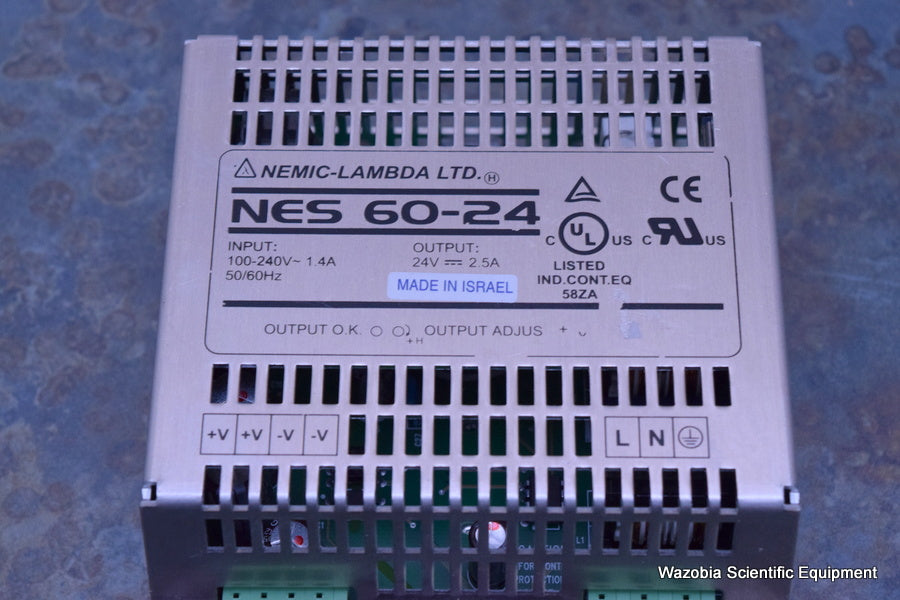 NEMIC-LAMBDA NES 60-24 POWER SUPPLY  INPUT 100-240V ~1.4A OUTPUT 24V-2.5A