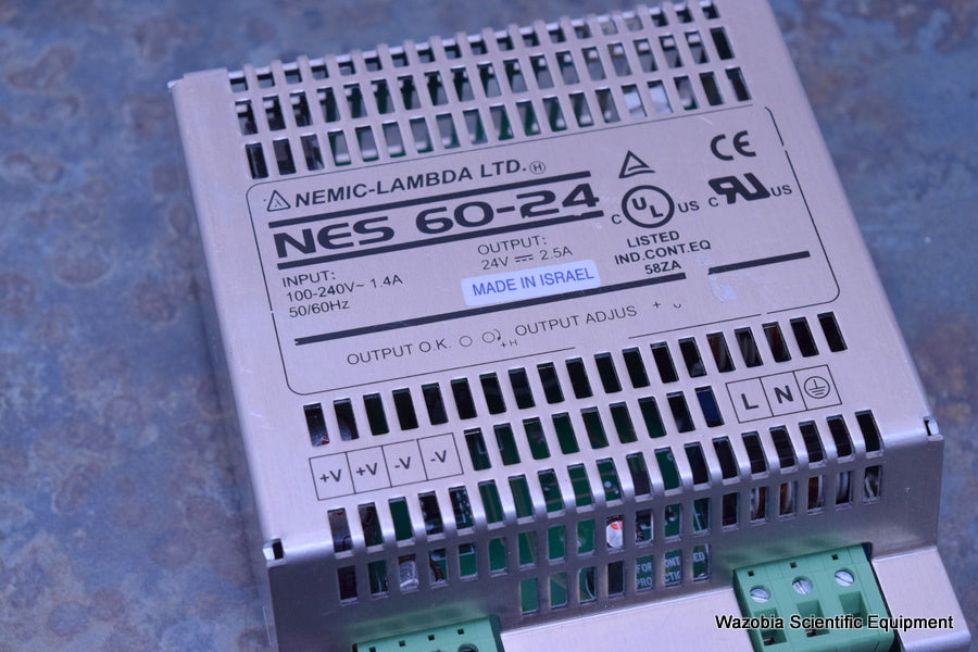 NEMIC-LAMBDA NES 60-24 POWER SUPPLY  INPUT 100-240V ~1.4A OUTPUT 24V-2.5A