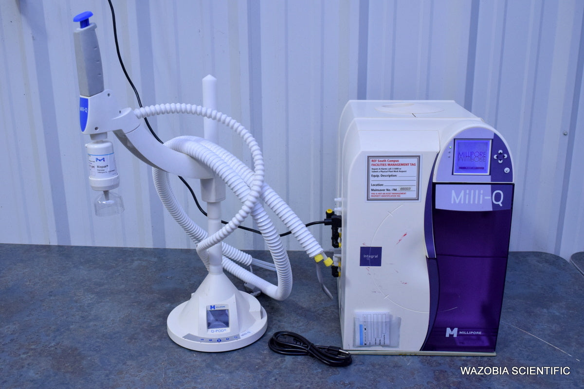 MILLIPORE MILLI-Q WATER PURIFICATION SYSTEM A10 TOC MONITOR ZRXQ015T0 WITH Q-POD