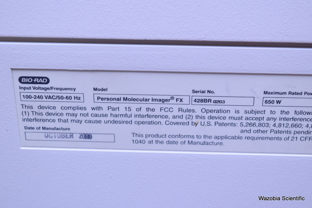 BIO-RAD PERSONAL MOLECULAR IMAGER  FX WITH SAMPLE TRAY