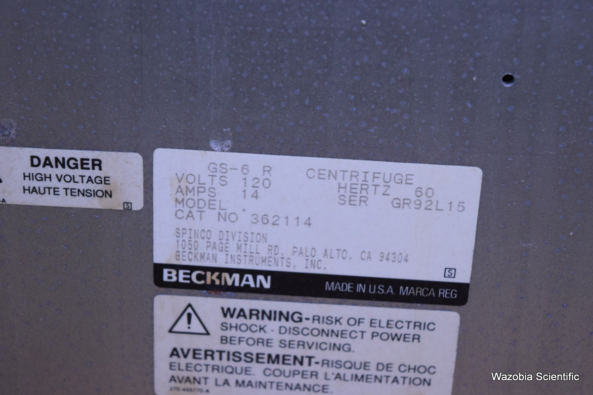 BECKMAN COULTER GS-6 R LABORATORY REFRIGERATED CENTRIFUGE 362114