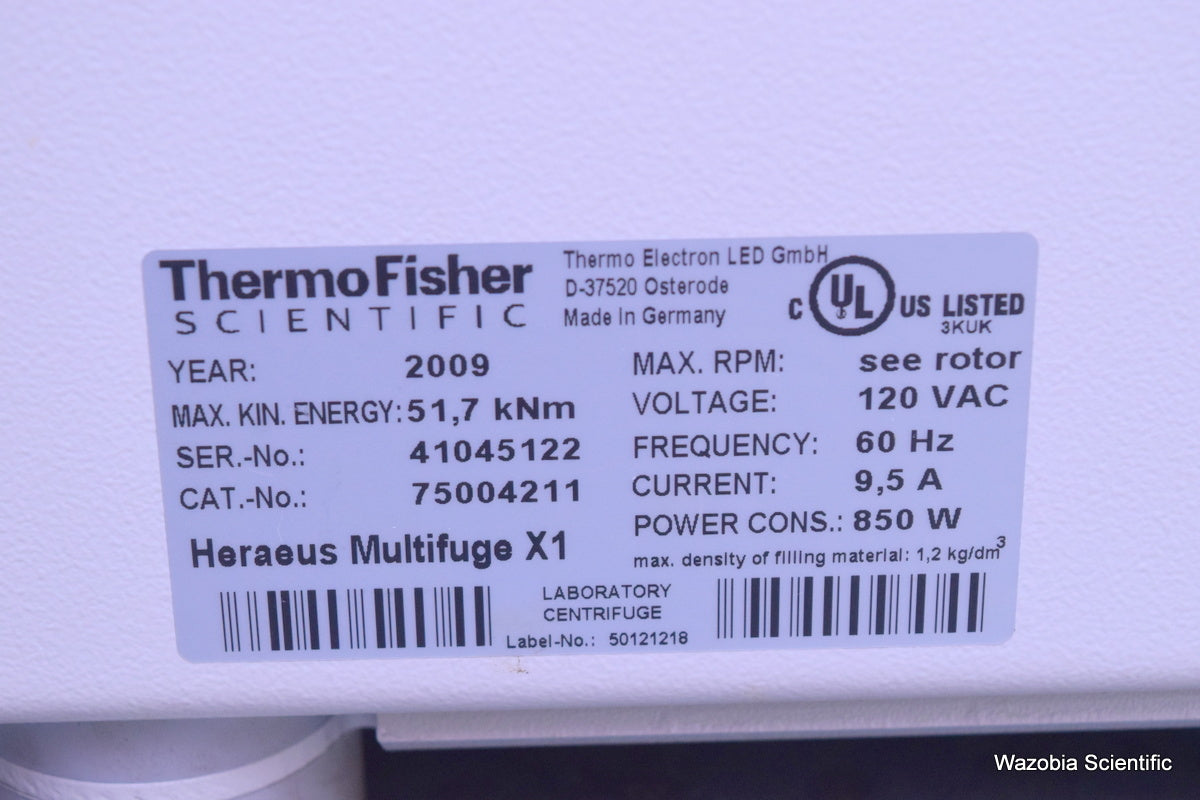THERMO SCIENTIFIC HERAEUS MULTIFUGE X1 LABORATORY CENTRIFUGE 75004211