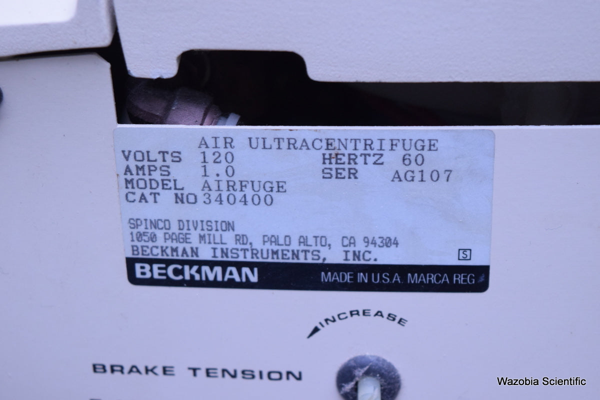 BECKMAN AIR ULTRACENTRIFUGE AIRFUGE LABORATORY CENTRIFUGE