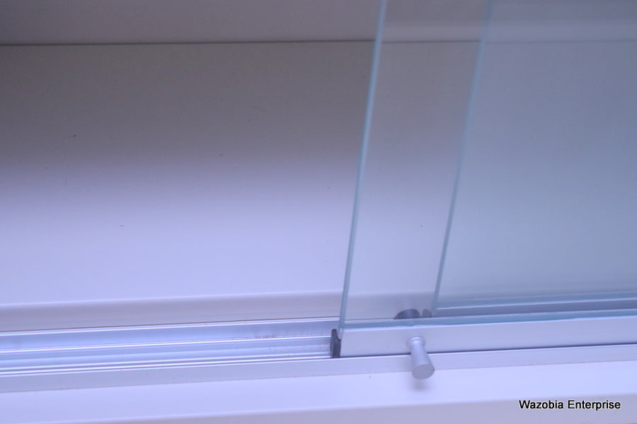 METAL LABORATORY MEDICAL STORAGE CABINET WITH GLASS DOORS 36" X 13" X 30"
