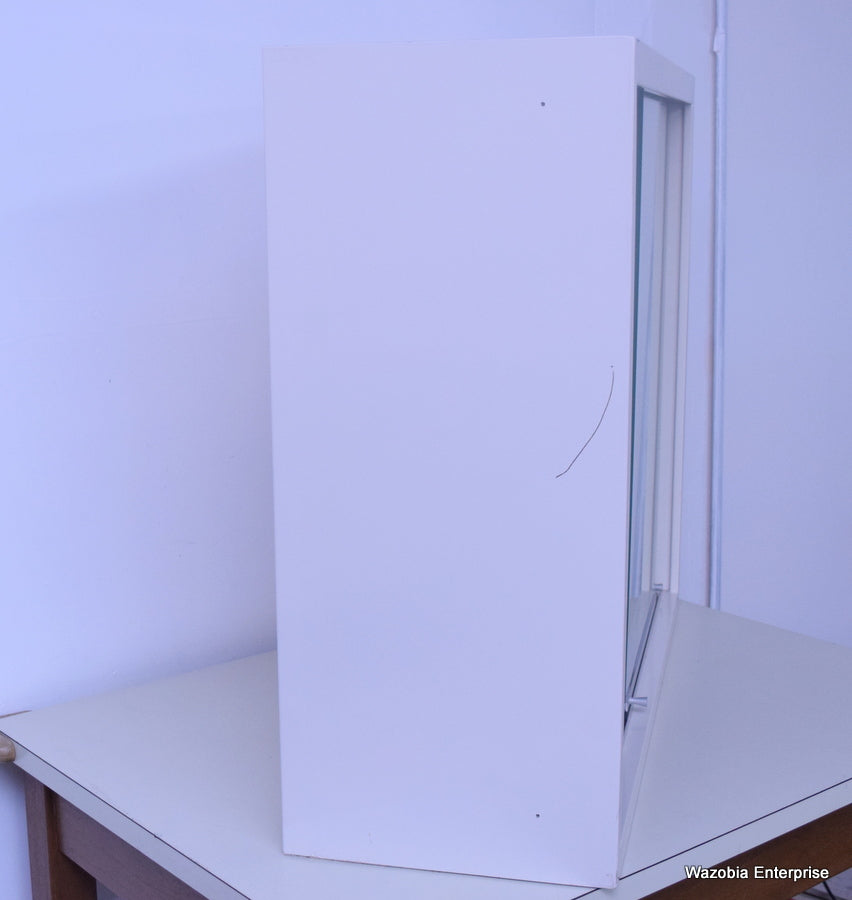METAL LABORATORY MEDICAL STORAGE CABINET WITH GLASS DOORS 36" X 13" X 30"