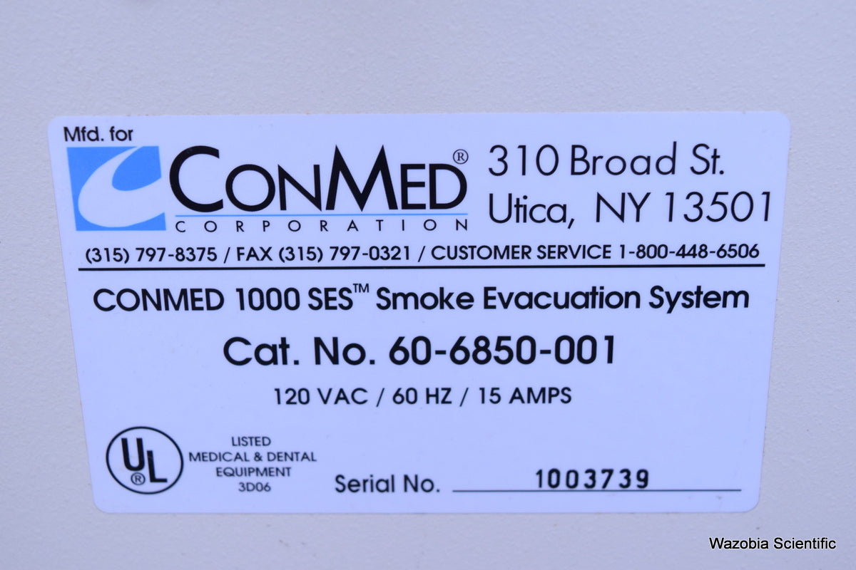 CONMED 1000 SES SMOKE EVACUATION SYSTEM 60-6850-001