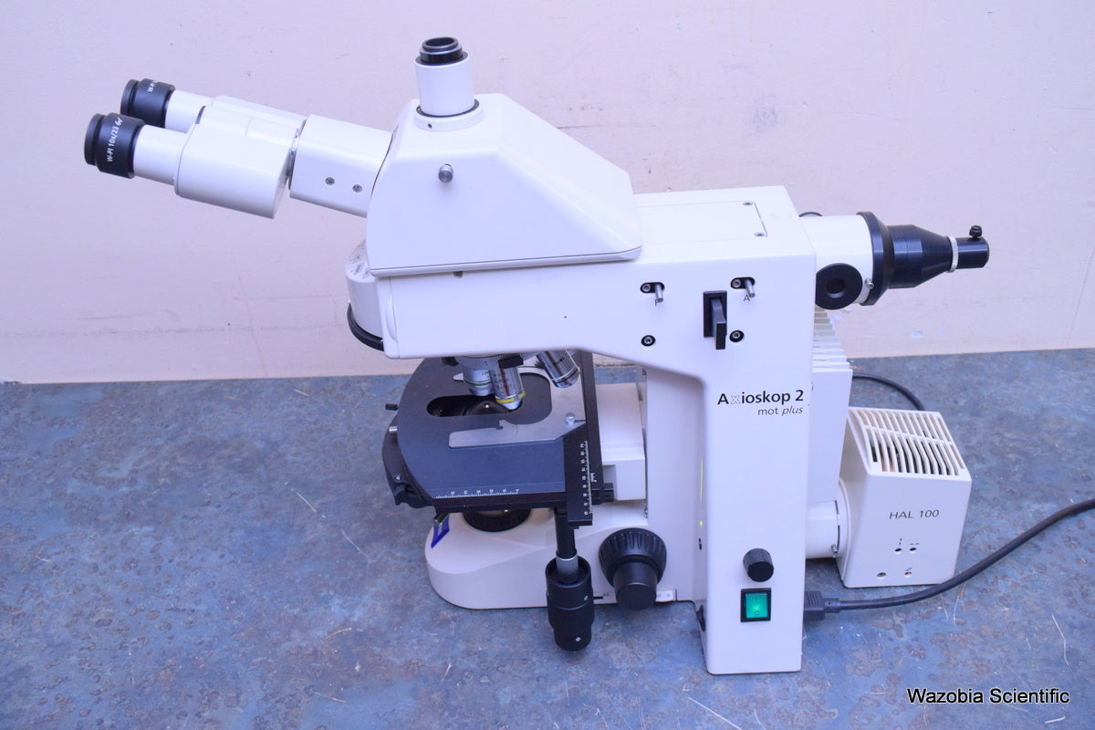 CARL ZEISS AXIOSKOP 2 MOT PLUS FLUORESCENCE MICROSCOPE EXFO XE120-Q 10 20 63 100