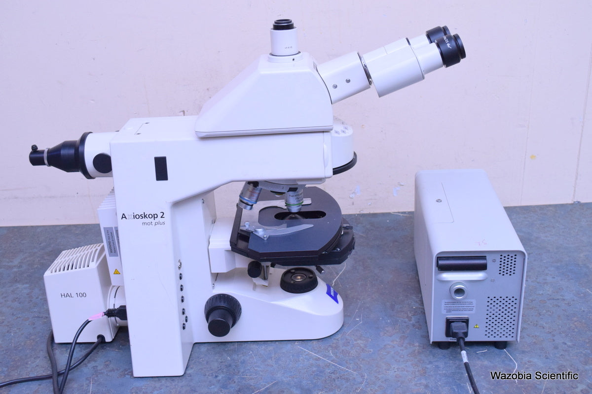 CARL ZEISS AXIOSKOP 2 MOT PLUS FLUORESCENCE MICROSCOPE EXFO XE120-Q 10 20 63 100