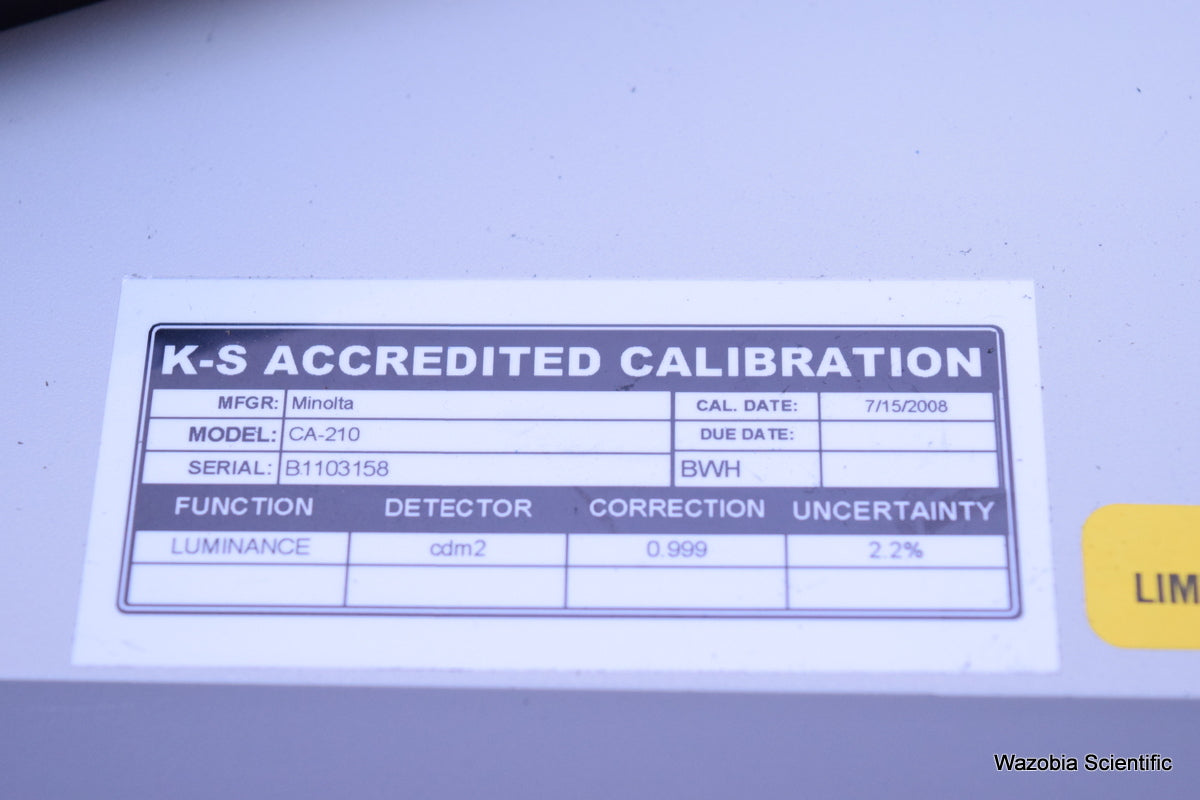 MINOLTA DISPLAY COLOR ANALYZER CA-210 WITH U-PROBE LUMINANCE CDM2