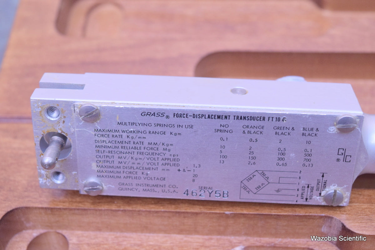 GRASS INSTRUMENTS FORCE DISPLACEMENT TRANSDUCER FT10 FT 10