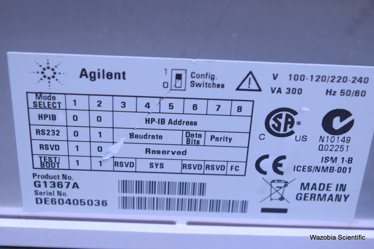 AGILENT 1100 HPLC G1367A WPALS WELL PLATE AUTOSAMPLER