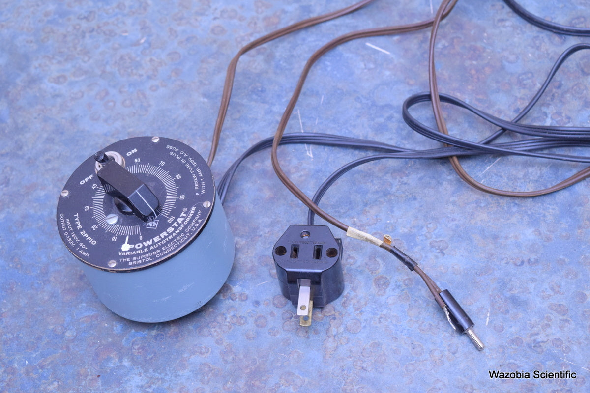 THE SUPERIOR ELECTRIC POWERSTAT VARIABLE AUTOTRANSFORMER TYPE 2PF10 0-132V 1AMP
