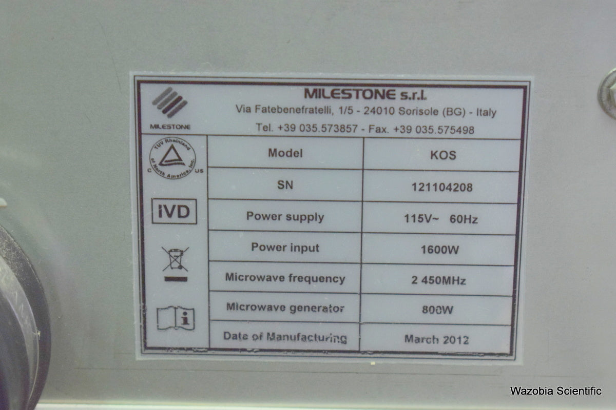 MILESTONE KOS MICROWAVE HISTOSTATION