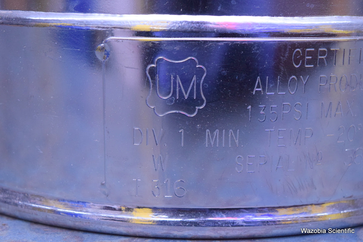 ALLOY PRODUCTS CORP T316 T 316 PRESSURE VESSEL  135 PSI WP 100F
