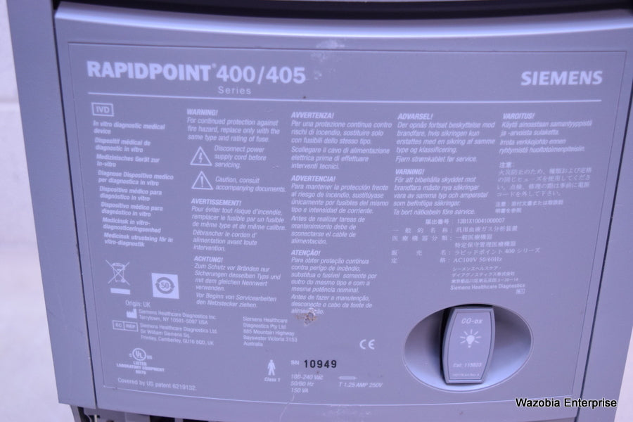 Rapidpoint 400 SIEMENS HEALTHCARE DIAGNOSTICS RAPIDPOINT 400/405 ANALYZER – Wazobia ...