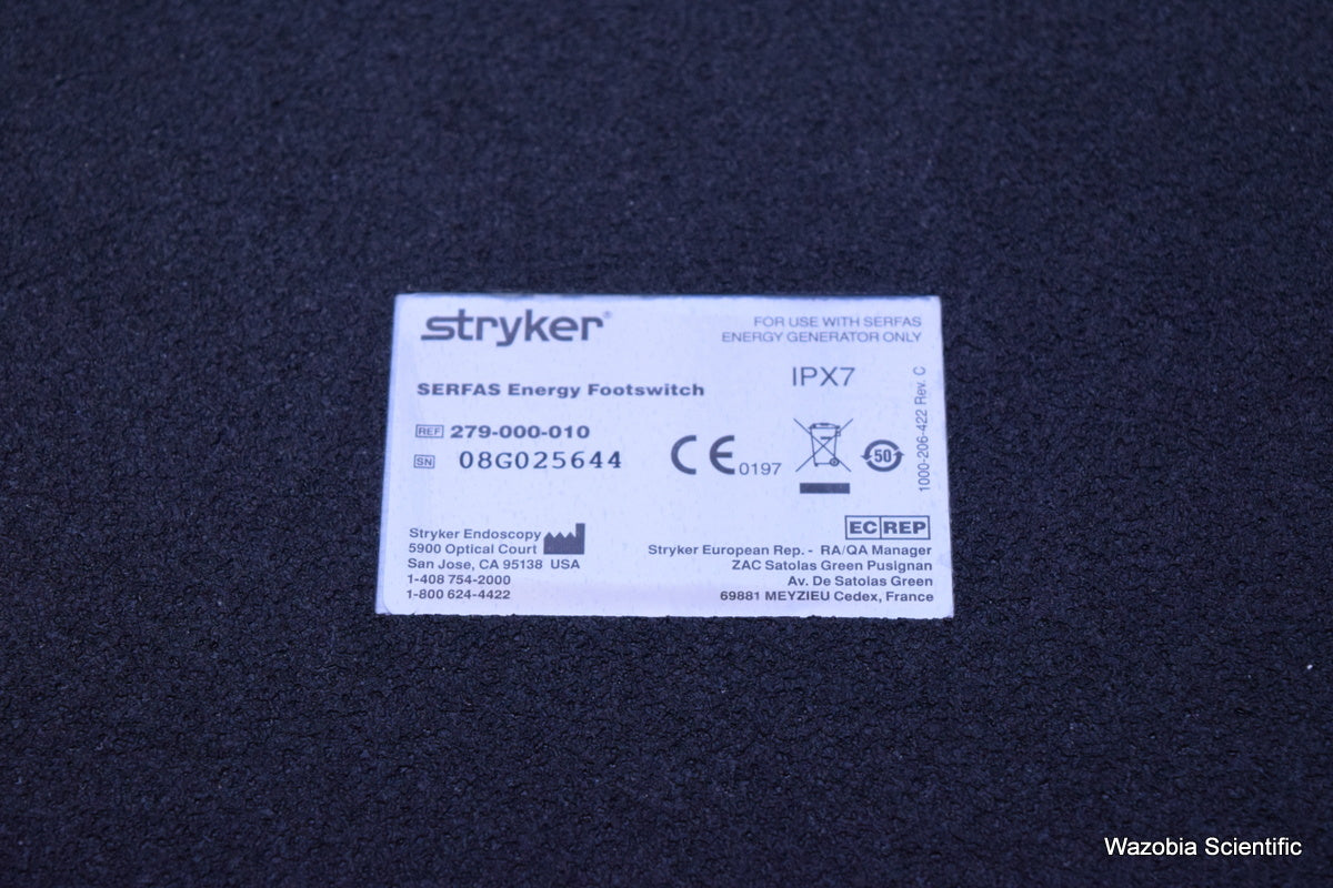 STRYKER SERFAS ENERGY RF GENERATOR FOOTSWITCH 279-000-010
